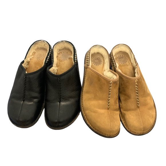 UGG Shoes - Lot of two pairs of Ugg slip on leather clogs shoes women's size 9 cushioned